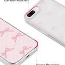 Jusy Compatible with iPhone 7 Plus/8 Plus Case, Cute Clear Ribbon Bowknot Pattern Aesthetic Soft TPU Transparent Cases Protective Phone Cover for Women Girly with Bracelet Chain - Pink