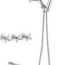 3 Handles Tub Shower Faucet Set with 10 Spray Handheld Shower 4.7 Inch Shower Handheld Shower Tub Kit Wall Mounted Shower System with Tub Spout Brushed Nickel Shower Fixtures Tub and Shower Trim Kit