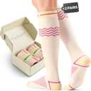 Pregnancy Compression Socks for Women, 2Pairs 15-20mmHg Maternity Compression Stocking for Swelling Circulation Long Standing S/M