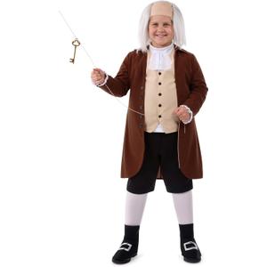 Spooktacular Creations Child Boy Colonial Costume, 18th Century Kids Historical Outfit for Cosplay Themed Parties (Large(10-12 yrs))