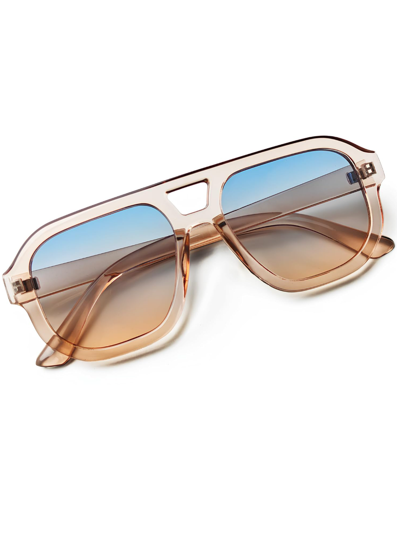 livho Trendy Polarized Square Aviator Sunglasses Women Men Square Eyewear Frame, Retro Sun Glasses for Women Men 2025 Shades