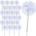 24 Pcs Foil Firework Pens Pom Pom Ballpoint Pens Bulk Happy Birthday Party Favor Supply Glitter Sparkly Tinsel Princess Pen Goodie Bag Stuffer Wedding Party Decorations Gift(Silver)