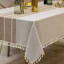 Deep Dream Tablecloths, 55 x 86 Inch Waterproof Table Cloth, Linens Wrinkle Free Anti-Fading, Rustic Table Cover Decoration for Kitchen Dinning Christmas (Rectangle/Oblong,6-8 Seats, Light Coffee)