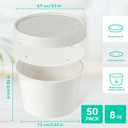 JOLLY PARTY 50pack 8oz Paper Soup Containers with Lids, Disposable Paper Food Cups, Ice Cream Cups, Food Storage with Vented Lids, Microwavable and Freezer Safe (White)