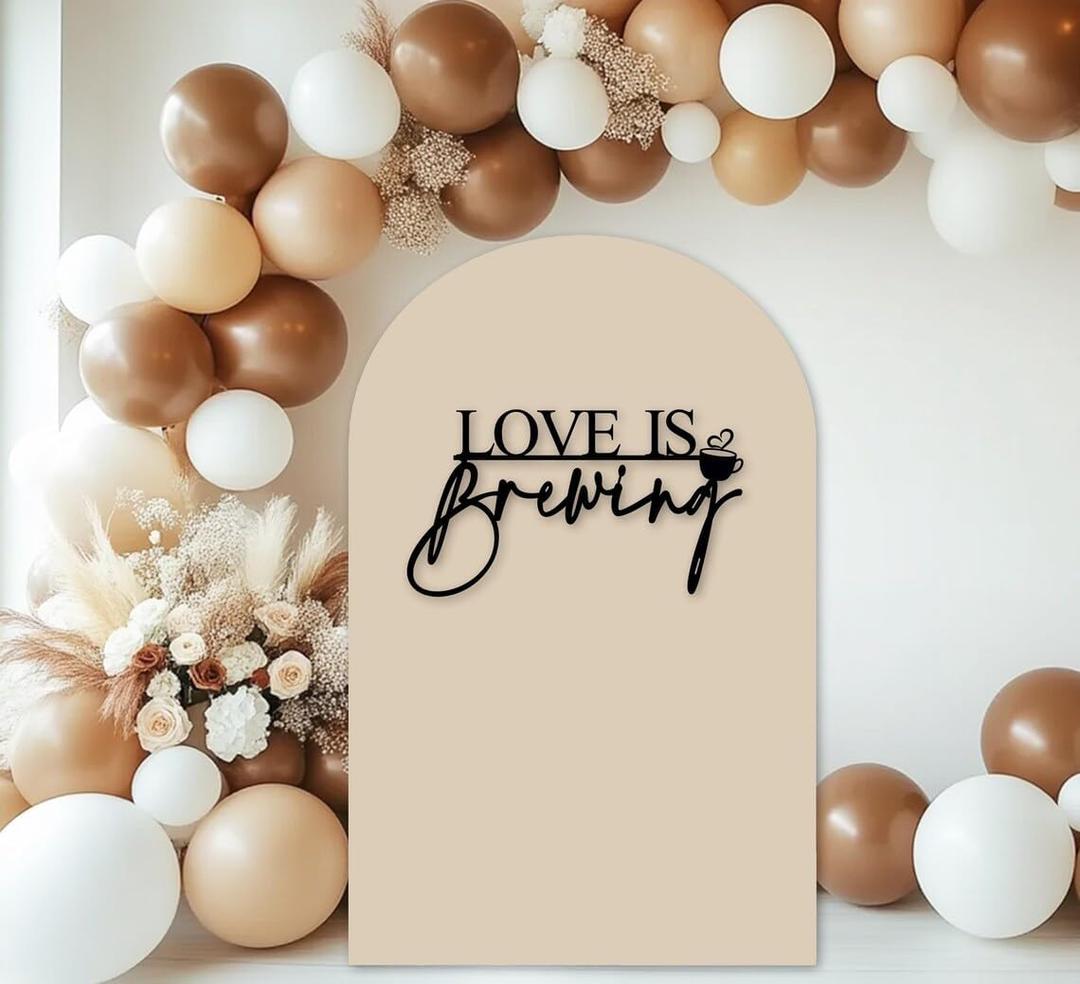 Love is Brewing Sign for Backdrop, Wooden Black Wedding Sign for Bridal Shower Engagement Photography Background Fall in Love Bride to Be Party Decal Photo Props