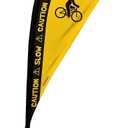 Teardrop Banner Flag Safety Sign with Fiberglass Poles and Weighted Base for Yards and Driveways -"Kids at Play", Yellow