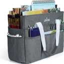 JJRING Craft Organizer Tote Bag, Large Art Storage Caddy with Multiple Pockets, Gray Sewing Bag for Art, Craft, Scrapbooking, School, Medical, and Office Supplies Storage (Grey)