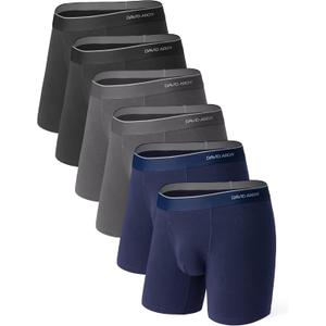 DAVID ARCHY Men's Underwear,ComfortSoft Cotton Mositure-Wicking,Breathable Mens Boxer Briefs,Multipack (Large, Navy Blue/Black/Dark Gray - B)
