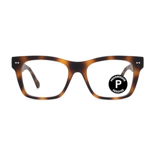 LOOK OPTIC Cosmo Progressive Reader - Stylish Unisex Reading Glasses, Prescription-Quality (1.5, Tortoise)
