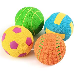 SCHITEC Squeaky Dog Toys, [4 Pack] Interactive Dog Balls with Squeaker for Medium Dogs, 2.8'' Soft Latex Rubber Bouncy Fetch Play Ball Toy