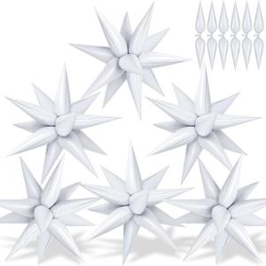 72 PCS White Star Balloons, 26 Inch Star Foil Explosion Balloons, Large Spike Cone Metallic Balloon for Birthday, Wedding, Graduation, Anniversary Party Decorations