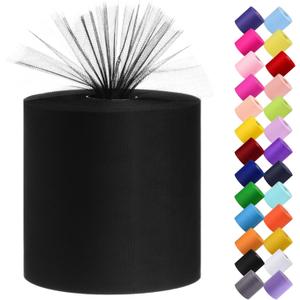 Tulle Fabric Roll, 6 by 200 Yards (600FT) Tulle Organza Fabric Spool for DIY Tutu Skirt Baby Shower Decor Wedding Backdrop Crafts Birthday Party Supplies (Black)