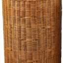 CUTMKGK Rattan Round Foot Pedal Trash Can with Lid,Kitchen Wicker Garbage Can Bedroom Retro Office Silent Handwoven Wastebasket(Brown,12L)