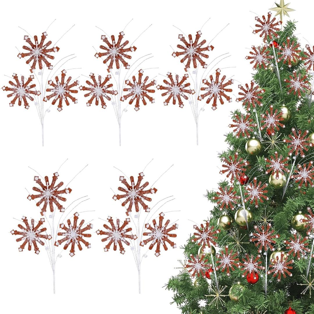 Weysat 12 Pcs Gingerbread Picks for Christmas Tree Gingerbread Christmas Decorations Xmas Tree Topper Sprays Ornament for Vase Filler Craft Holiday Indoor Party Decorations