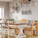 Barnyard Designs Eat Sign - Rustic Wall Decor for Kitchen and Home, Primitive Country Farmhouse Decorations, Distressed Hanging Sign, 24" x 8" (White/Grey)