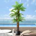8.5ft Tall Artificial Palm Tree for Outdoors - Triple Phoenix Palm, UV Resistant, Large Fake Silk Palm Tree - Perfect for Patio, Poolside, Home Indoor Aesthetic Decor