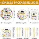 140Pcs Graduation Party Supplies Wildflower Plates and Napkins Wildflower Congrats Grad Paper Plates School Graduation Season Tableware Set Dinner Plates, Serves 20 Guests