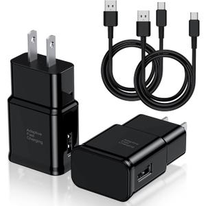 Type C Charger Fast Charging, 2 Pack USB C Android Phone Wall Charger Block & 6ft Charge Cable Cord, for Samsung Galaxy S8 / S9 / S10 Plus Active S10e, S20 / S21 Ultra Plus, Note 8 9 10, Pixel 3