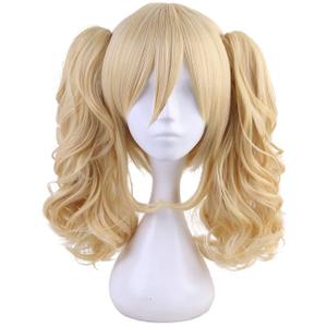 morvally Short Straight Blonde Bob Wig with Two Jaw Claws Ponytail Hair for Cosplay Costume Halloween Wigs