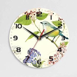 Wall Clock, 10 Inch Silent Non-Ticking Home Kitchen Decor, Battery Operated for Bathroom Bedroom Living Room Office(Vintage Watercolor Bird Flower)
