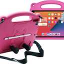 Kids Case for iPad 9th/8th/7th Gen (2021/2020/2019) 10.2 inch, iPad Air 3 10.5 inch, iPad Pro 10.5 inch (2017), Shock Proof Light Weight iPad 10.2''/10.5'' Case with Shoulder Strap (Rose)
