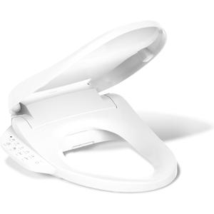 Kohler PureWash E590 Elongated Heated Bidet Toilet Seat, White with Side Panel, Warm Water, Dryer, Quiet-Close Lid, Self-Cleaning Wand, Adjustable Water Pressure and Nightlight, Easy Installation