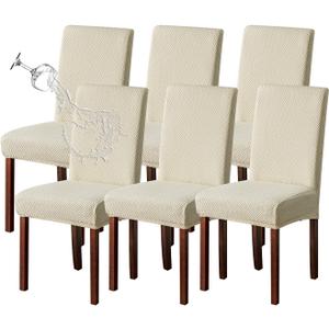 Genina Waterproof Chair Covers for Dining Room 6 Pack Kitchen Chair Covers Parson Dining Chair Slipcover,Beige