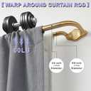 Gold Double Curtain Rods For Windows 28-48 Inch,Heavy Duty Double Curtain Rod with Aluminum Finials and Bracket,Adjustable Double Window Rods For Blackout Or Room Darkening Panels