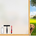 Frosted Glass Window Film Decorative with Reference Cutting Line, Bathroom Window Privacy Film for Glass Windows Cover, Static Cling, Removable, Reusable, Anti-UV, Anti-Glare, 29.5" x 78.7"