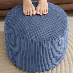 Pouf Ottoman Foot Stools with Foam Small Ottoman for Living Room Corduroy Ottomans Pouf 26x18 Floor Poufs Foot Rest for Chair Blue Hassocks and Ottomans, Blue 