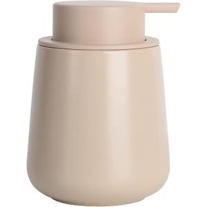 BosilunLife Hand Soap Dispenser - Ceramic Dish Soap Dispenser for Bathroom 12ounce Refillable Liquid Hand Wash Dispenser for Essential Oil, Lotion Soap, Khaki