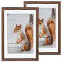 euwazram Rustic Walnut 12x18 Frame - Set of 2, 12 x 18 Poster Frame with Mat for 8x12, Picture Frames for Artwork, Puzzles, Photos and Movie Posters