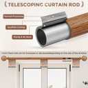 2 Pack Wood Curtain Rods for Windows 48 to 84 Inches (4-7ft), 1'' Diameter Heavy Duty Adjustable Rustic Farmhouse Drapery Pole with Boho Imitation Wooden Grain Decorative Finials, Size 30"-88" (Walnut)