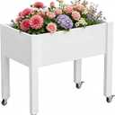 Miory Raised Garden Bed with Wheels, Mobile Raised Planter, Elevated Garden Bed with Water Level Monitor and Drainage System, Planter Box for Garden Outdoor Patio Balcony