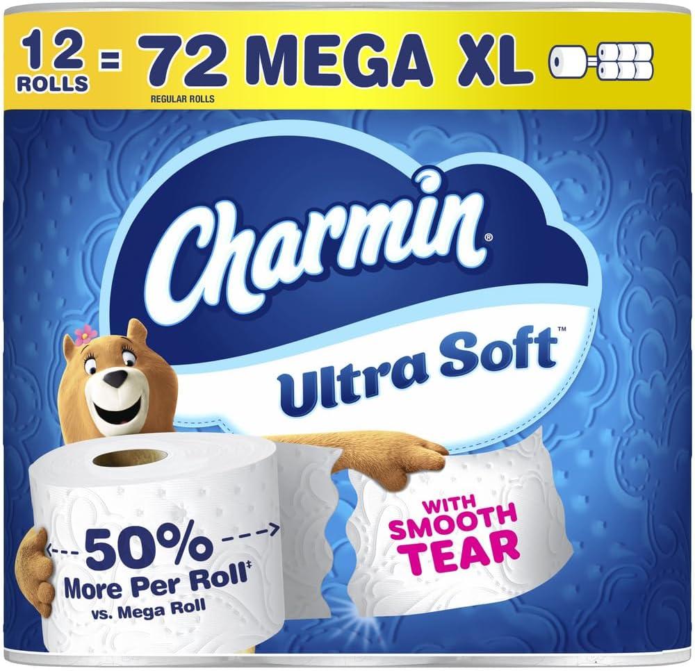 Charmin Ultra Soft Toilet Paper, 12 Mega XL Rolls = 72 Regular Rolls