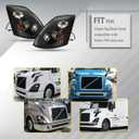 Black Reflective Led Headlight Fit For 2015-2017 Volvo VNL Semi Truck,Replacement Headlights Set - Passenger Side(2015-2017 VNL BLACK REFLECTIVE, Right)