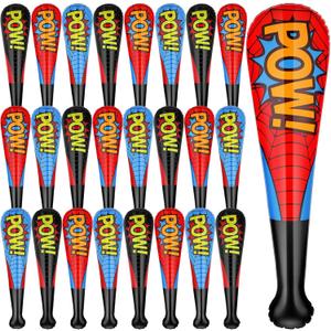 24 Pcs Pow Inflatable Baseball Bat Spider Inflatable Bat 17 Inch Baseball Party Favors Goodie Bag Stuffers, Birthday Decorations Party Prizes for Carnival Spider Birthday Supplies