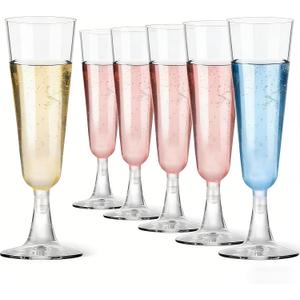 Plastic Champagne Flutes, 40 Pack Disposable Champagne Glasses, 5.5Oz Plastic Wine Glasses Cups for Engagement Wedding Birthday Party Decor Supplies