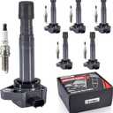 Pindex 6 Pack UF624 UF603 Ignition Coils and Spark Plugs Coil Packs Kit Compatible with Honda Acura 2008-2017 Accord Odyssey Pilot Ridgeline RDX RL TL MDX ZDX 3.5L 3.7L