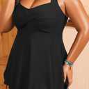 Aqua Eve Women Plus Size Tankini Swimsuit Two Piece Flowy Swimdress Bathing Suits with Shorts (Black, 26W)