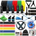 23Pcs Resistance Bands Set Workout Bands, 5 Stackable Exercise Bands with Handles, 5 Resistance Loop Bands, Jump Rope, Figure 8 Resistance Bands, Headband, Cooling Towel