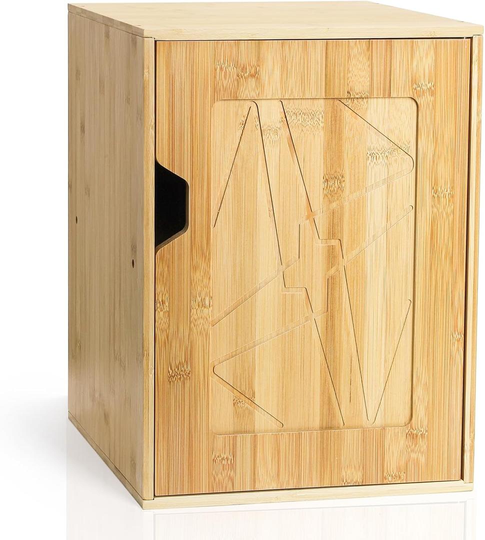 Fasmov 2 Tiers Cube Storage Organizer, Bamboo Bookshelf, Display Bookcase, Storage Cube Cubby Organizer with Door, Stackable Cubes Bin Small Cabinet for Bedroom, Home and Office, 12.2"D x 12.2"W x 16.5"H