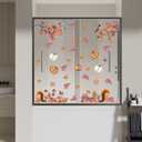 2 x ZAWE 9 Sheets Fall Window Clings Squirrels Birds Pumpkins Leaves Acorns Double-Sided Window Decals Stickers for Autumn Thanksgiving Party Home Classroom Office Decorations