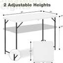 4ft Folding Table with Adjustable Height, 2-Level Foldable Table with HDPE Top & Steel Legs, Portable 4 Foot Folding Table for Picnic, Party, Craft, Indoor Outdoor Use, White