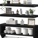 QEEIG Bathroom Long Wall Shelf Floating Shelves (Black, Set of 3, 31.5")