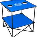 Rio Brands 22" Square Lightweight Fabric Portable Folding Beach Table with Cupholders, Blue