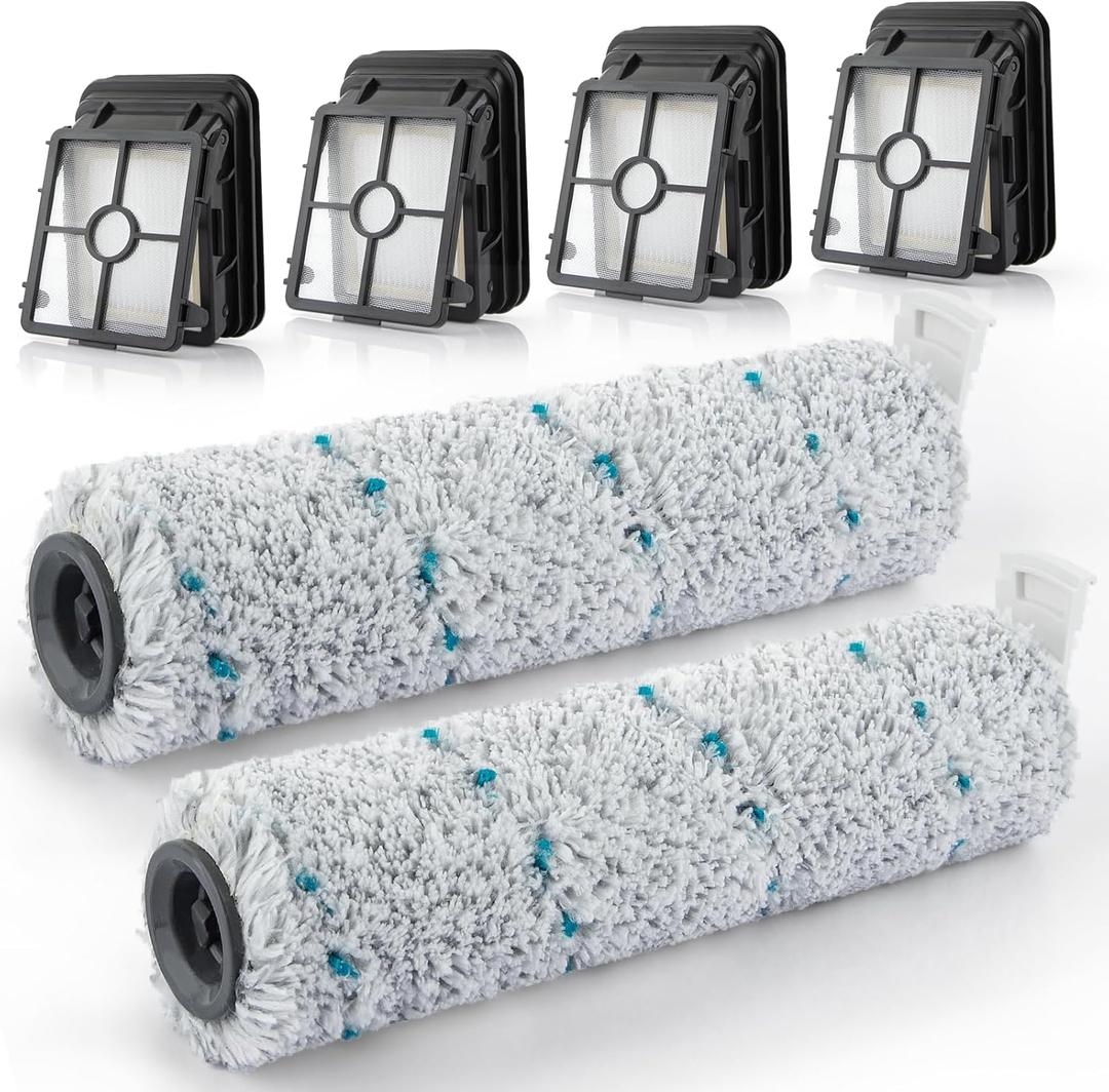 Multi-Surface Brush Rolls 2787 and Vacuum Filters 1866 for Bissell CrossWave Max 2554 2554A 2590 2593 2596 for HydroSteam 35151 35152 3513 3518, Replacement Part 1618638, 1608684, 6 Pack