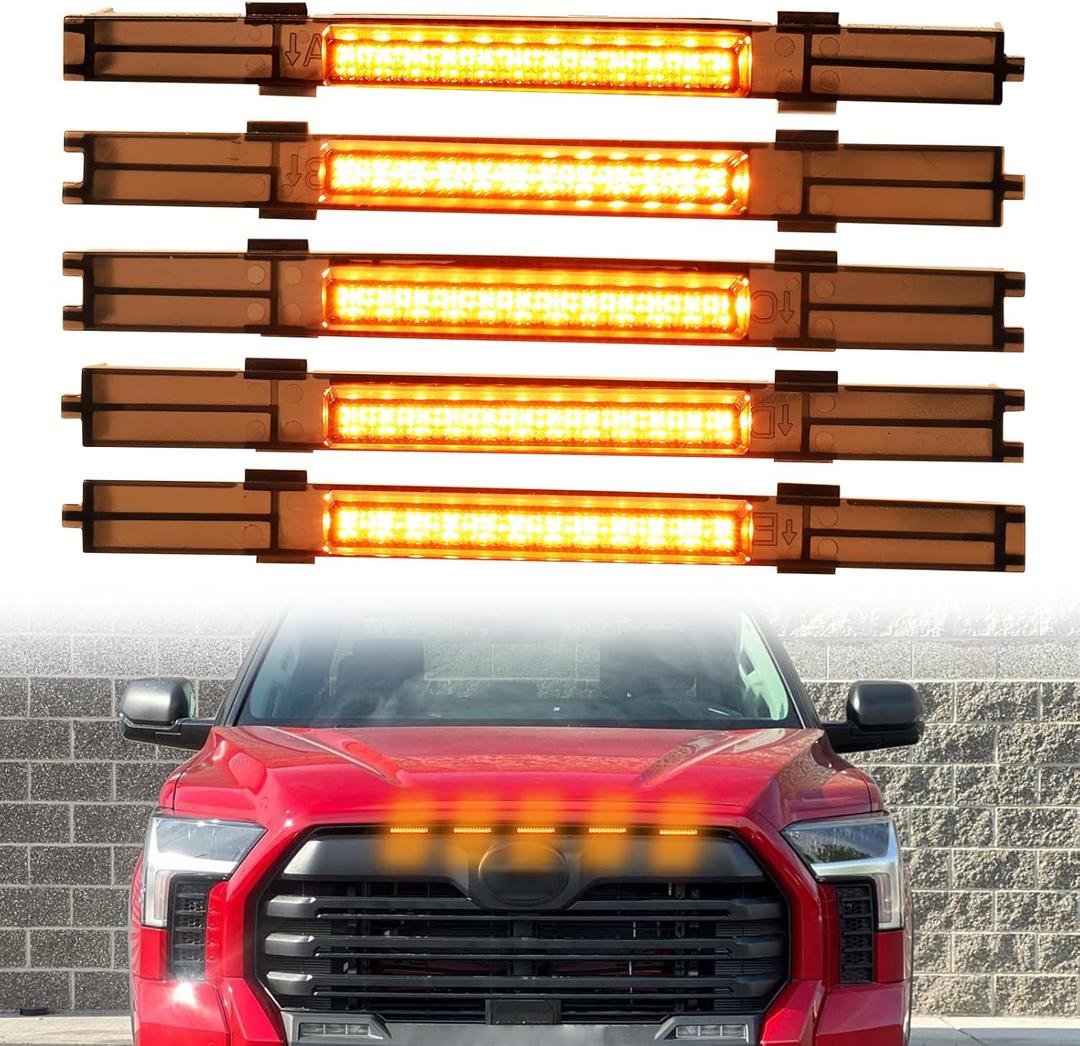 Led Grille Grill Lights for Toyota Tundra Limited SR SR5 2022 2023 2024 Front Grille rapt0r Lights For 22 23 24 Tundra accessories (amber-tundra-led)