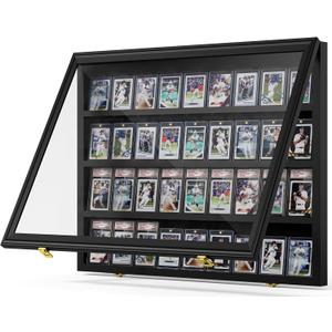 Mlikero Baseball Card Display Case, 36 Graded Card Display Frame Lockable, Trading Card Display with UV Protection Sports Card Display Case for Baseball Cards, Football Cards, Sports Cards