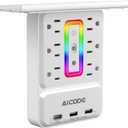 Socket Outlet Shelf,Wall Outlet Extender Surge Protector with Nightlight,6 Outlets with 3 USB Ports(1 USB C) Plug Expander Charger Shelf with Storage for Home,Dorm